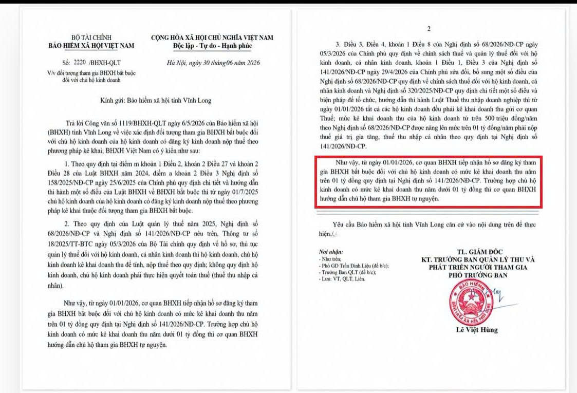 HKD có doanh thu không quá 1 tỷ/năm: Không bắt buộc tham gia BHXH.