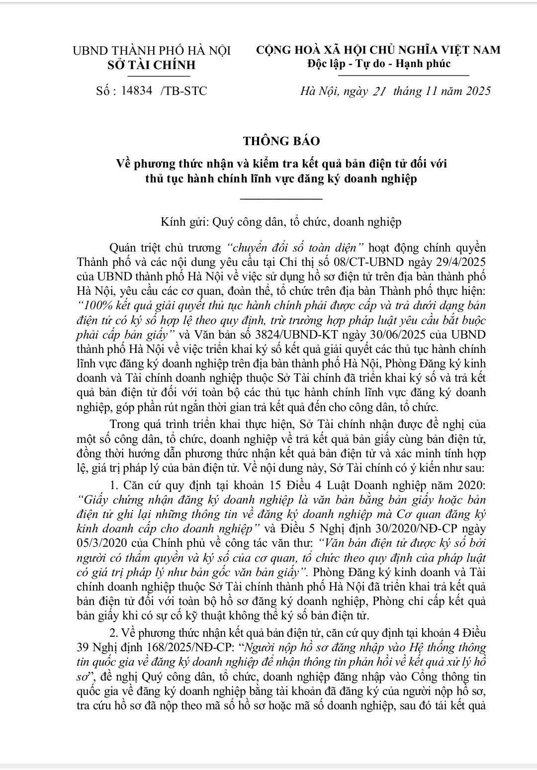 NHẬN KẾT QUẢ ĐĂNG KÝ KINH DOANH